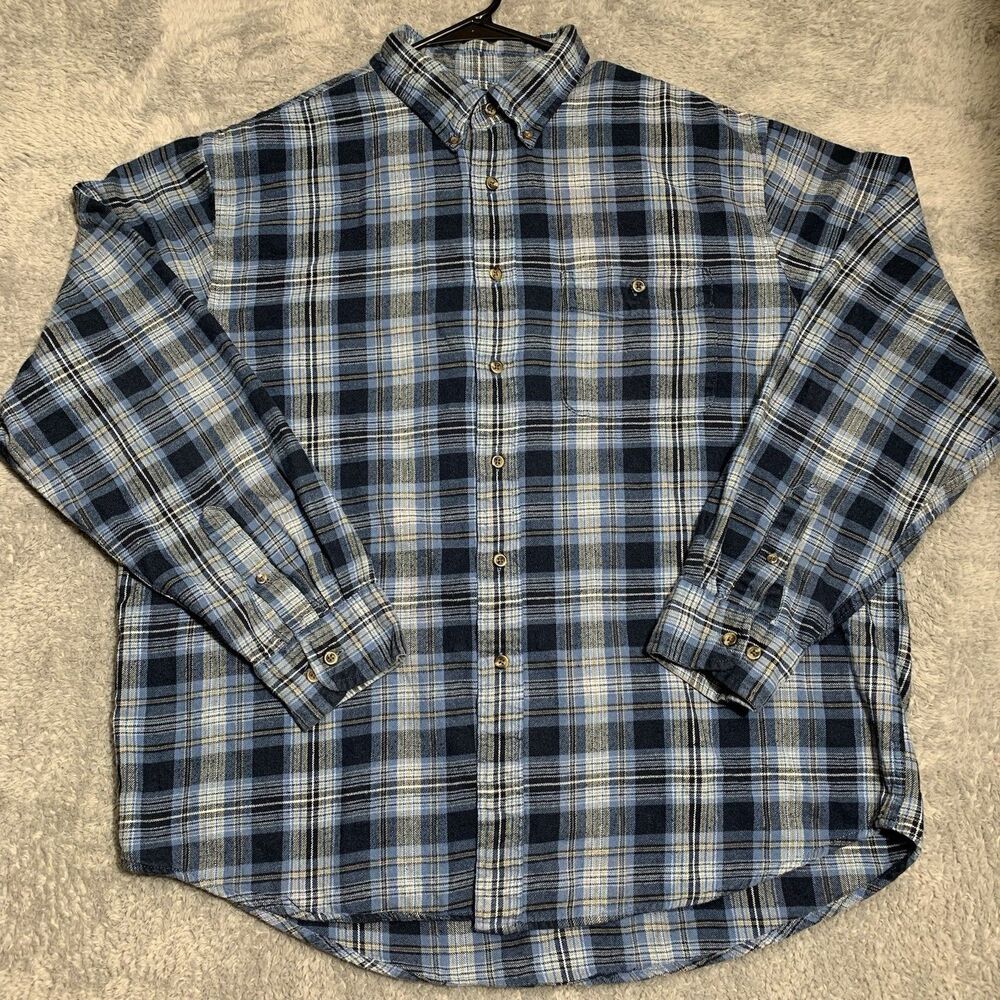 G.H. Bass & Co. Shirt Mens XL Multicolor Plaid Long Sleeve Flannel Heavy‎